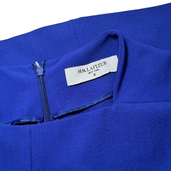 M.M. LaFleur Emily Blue Stretch Knee Length Square Neck Sheath Dress Size 10 - Picture 11 of 12